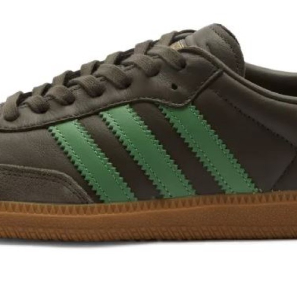 Adidas Green and Dark Brown Classic Samba Sneakers
